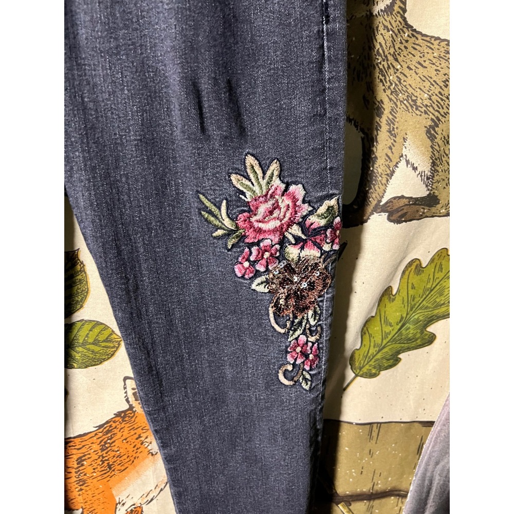 Miss Me Skinny Jeans Womens 28 Black Good Floral Embroidered Sequin Denim - Picture 3 of 6